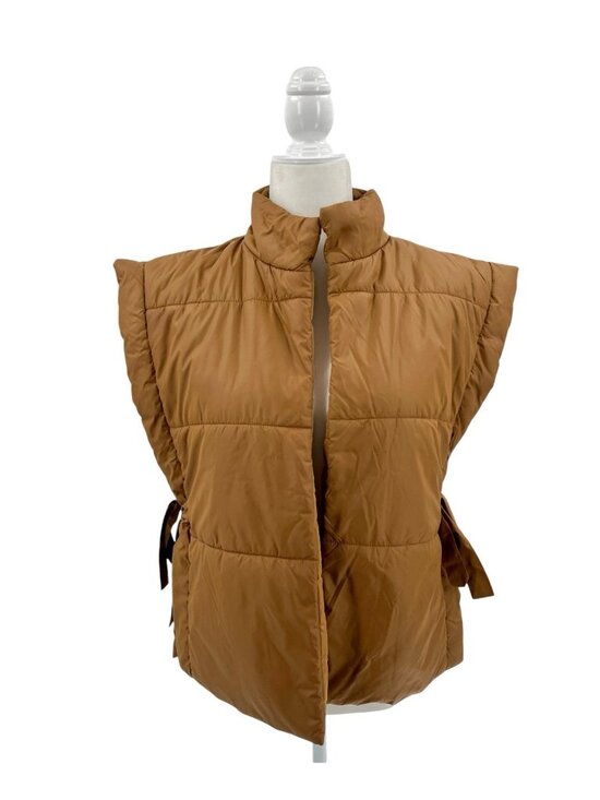 Pilcro Jackets & Blazers - PILCRO Women's Camel Brown Oversize Tie-Side Puffer Vest One Size